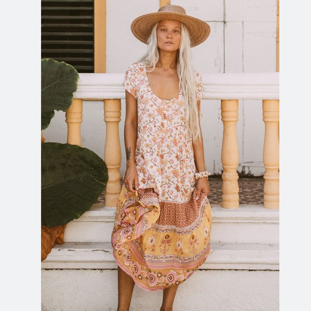 Spell Portobello Babydoll Midi Dress (XS)